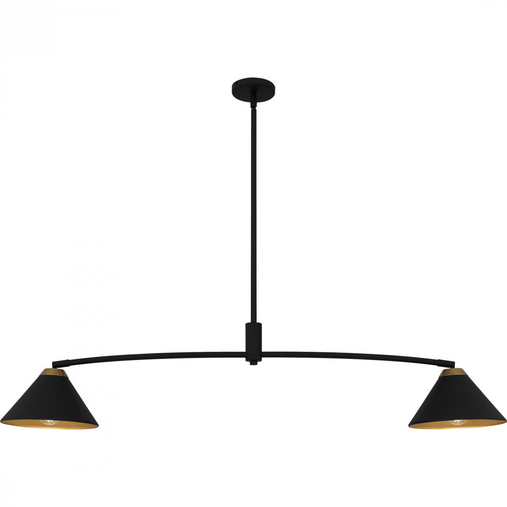 Alscott 2-Light Matte Black Linear Chandelier