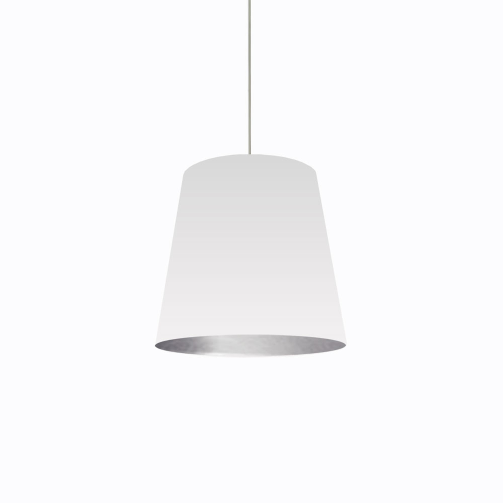 1 Light Tapered Drum Pendant with White on Silver Shade