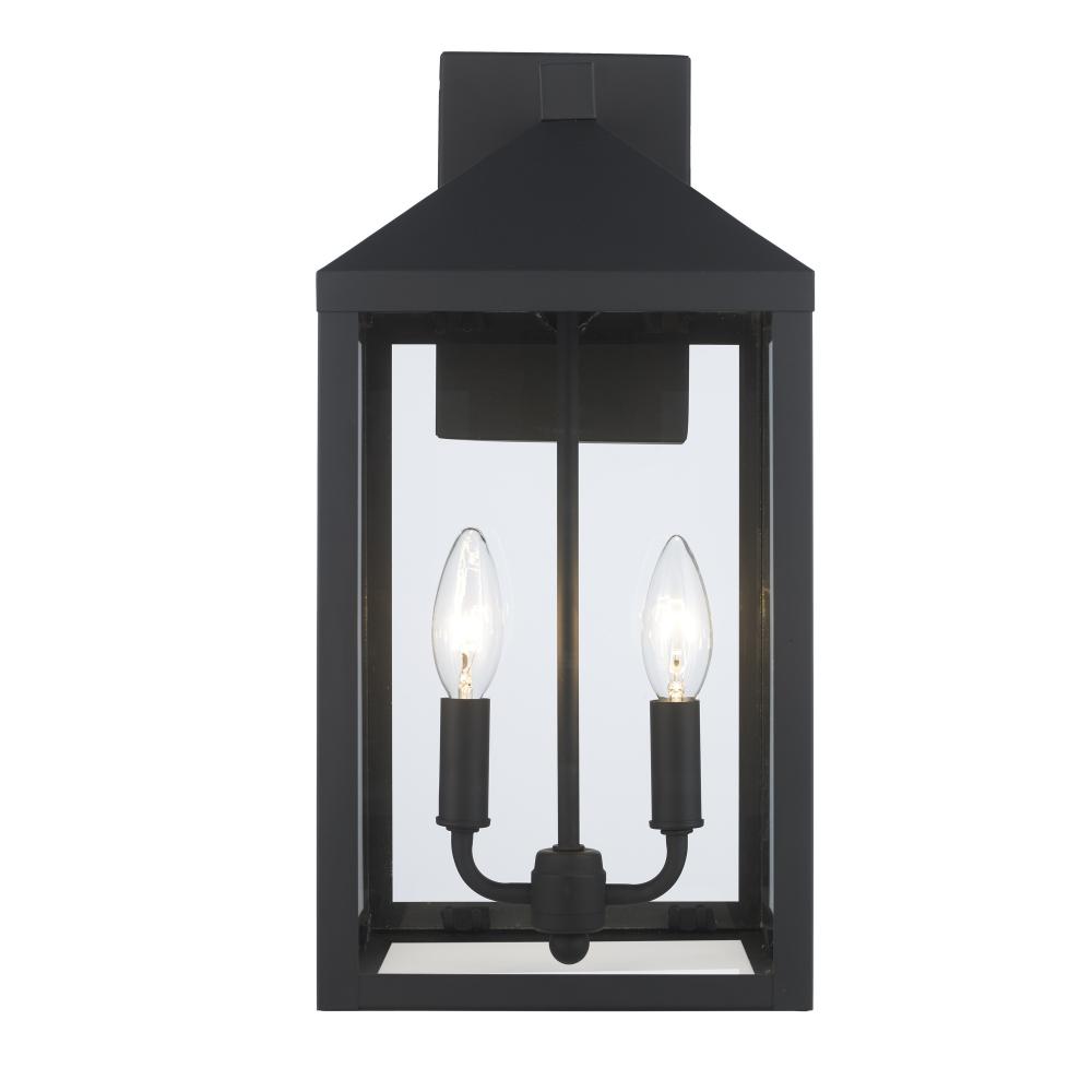 2LT WALL-8" CLEAR GLASS-BK