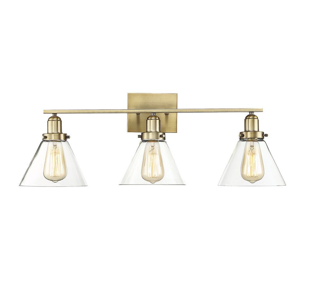 Drake 3-Light Bathroom Vanity Light in Warm Brass