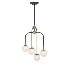 Savoy House Canada 1-6697-4-143 - Couplet 4-Light Chandelier in Matte Black with Warm Brass Accents
