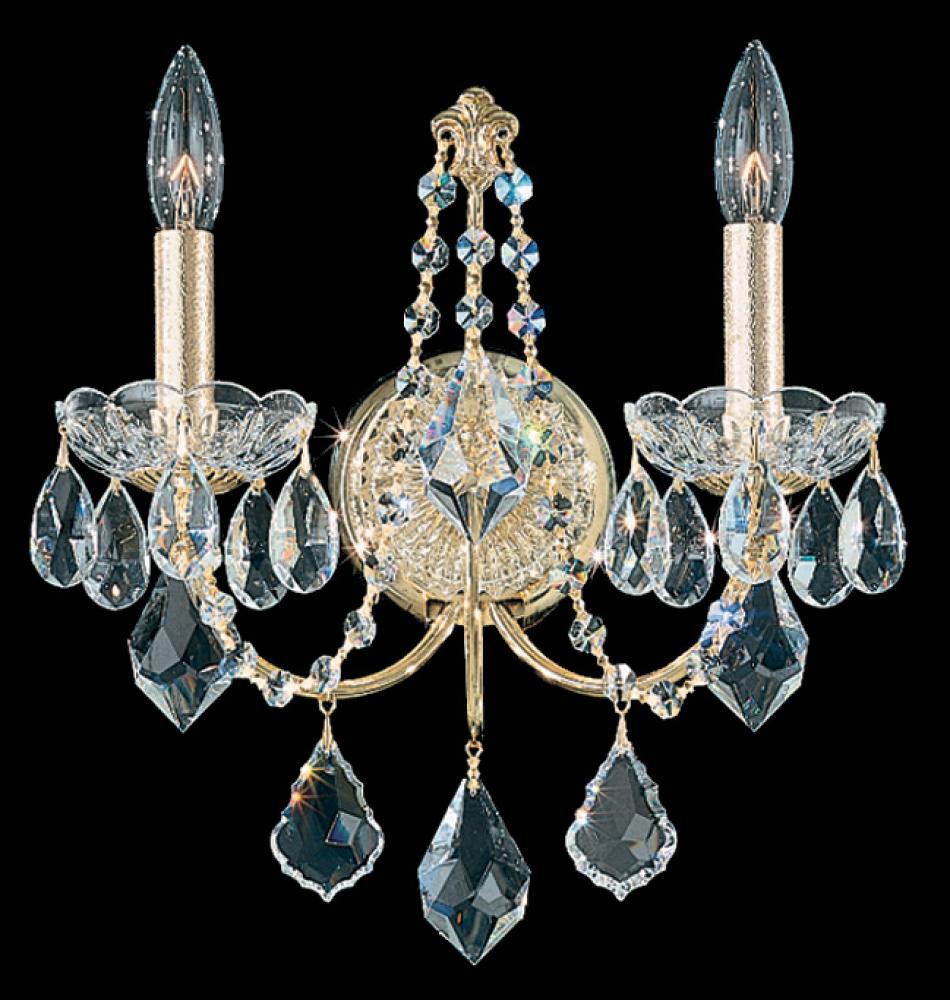 Century 2 Light 120V Wall Sconce in Aurelia with Clear Heritage Crystal