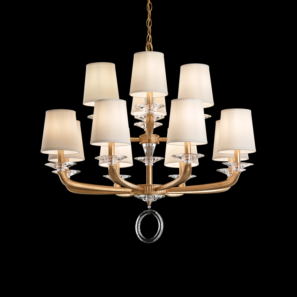 Emilea 12 Light 120V Chandelier in Etruscan Gold with Clear Optic Crystal