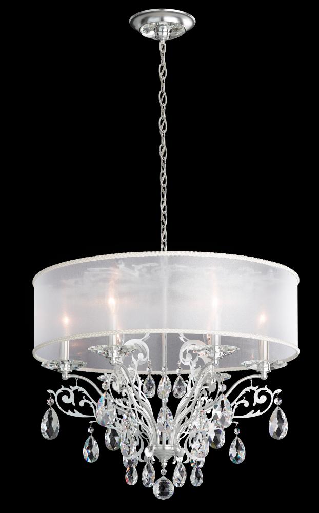 Filigrae 6 Light 120V Chandelier in Antique Silver with Clear Heritage Handcut Crystal and White S