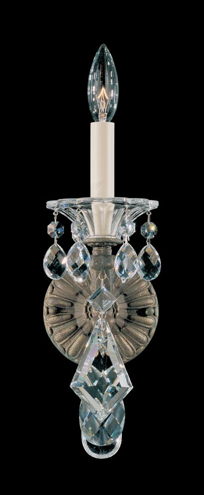 La Scala 1 Light 120V Wall Sconce in Antique Silver with Clear Heritage Handcut Crystal