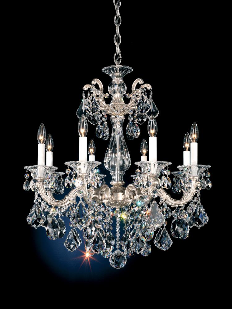 La Scala 8 Light 120V Chandelier in Etruscan Gold with Clear Heritage Handcut Crystal