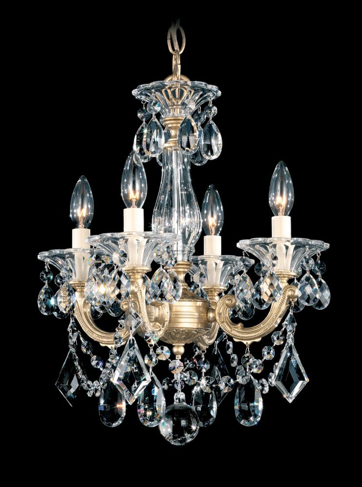 La Scala 4 Light 120V Chandelier in Heirloom Bronze with Clear Heritage Handcut Crystal