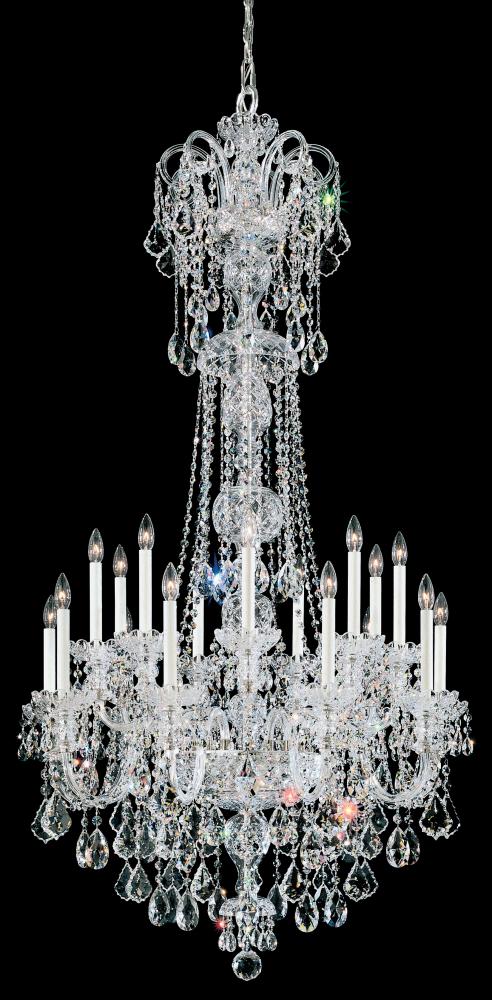 Olde World 23 Light 120V Chandelier in Polished Silver with Heritage Handcut Crystal