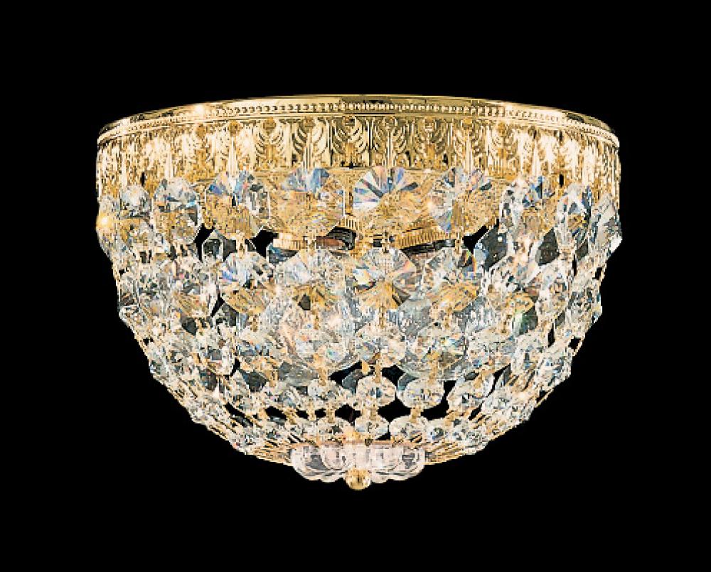 Petit Crystal 3 Light 120V Flush Mount in Heirloom Bronze with Optic Crystal