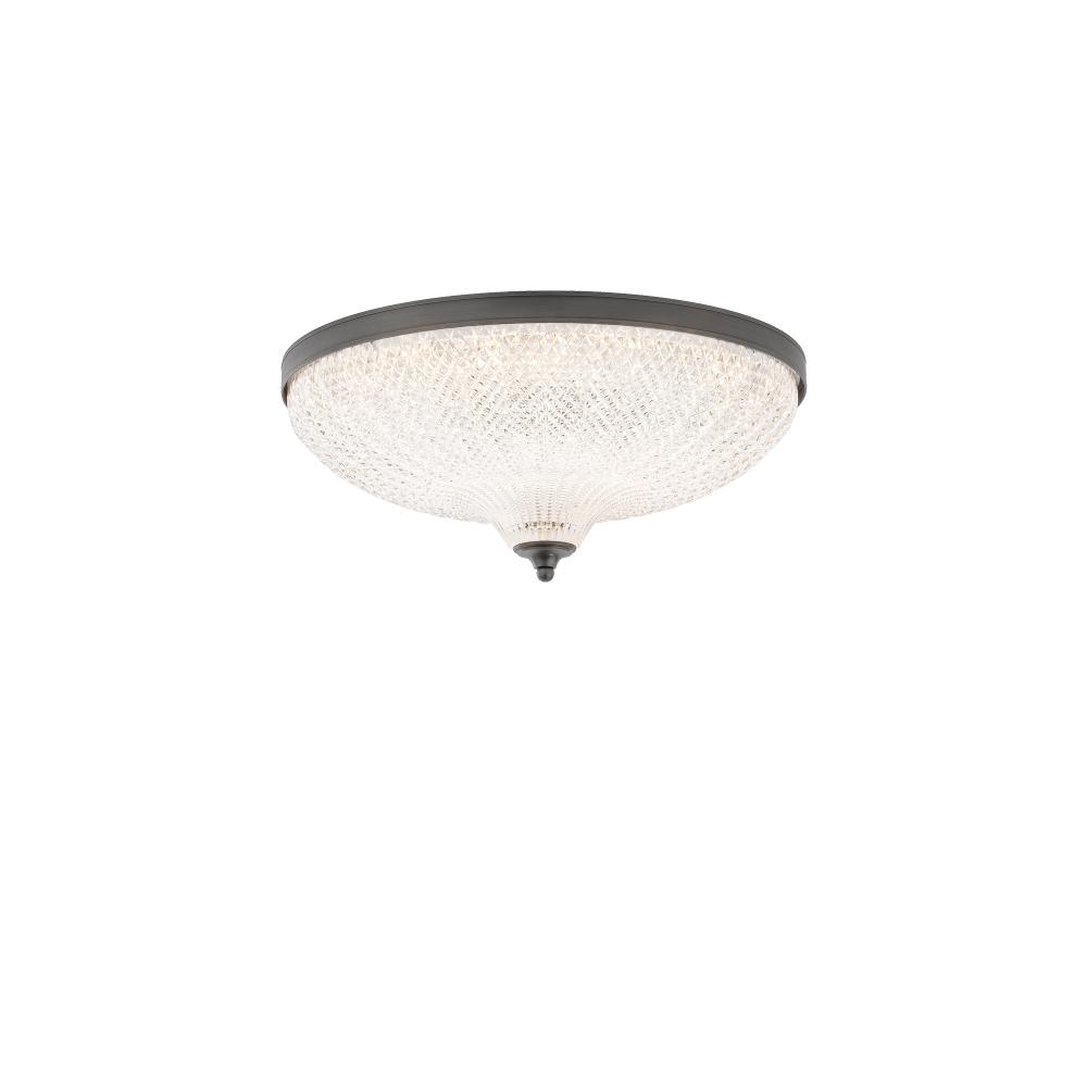 Roma 16IN LED 3000K/3500K/4000K 120V Flush Mount in Antique Nickel with Optic Crystal