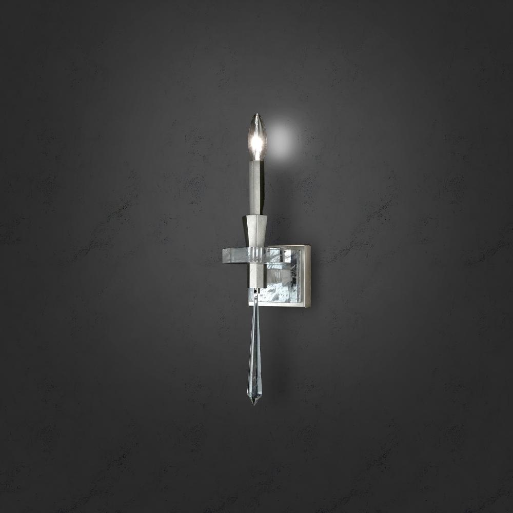 Amadeus 1 Light 120V Wall Sconce in Antique Silver with Optic Haze Quartz