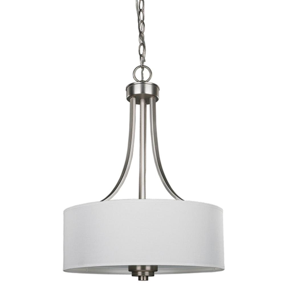 Pier, 3 Lt 15" Chandelier, White Fabric, 60W Type A