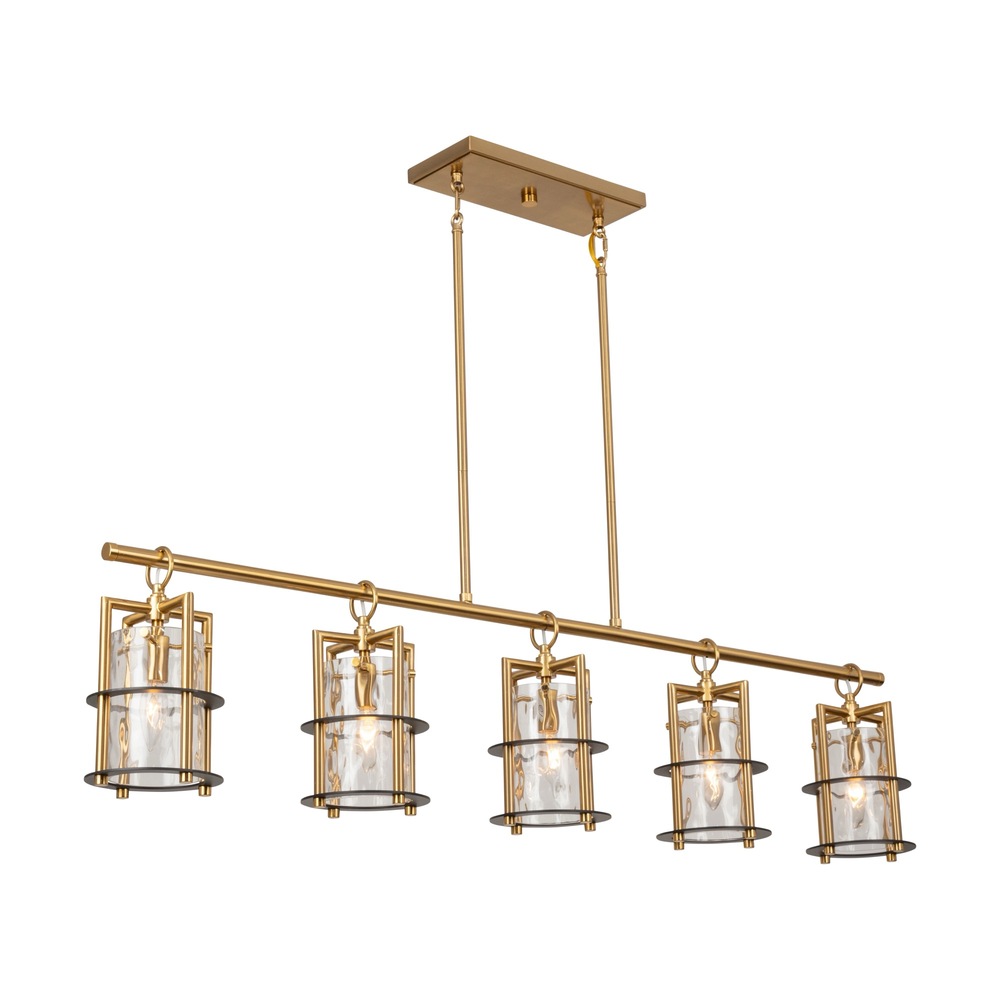 Burford Collection 5-Light Island/Pool Table Brass & Black