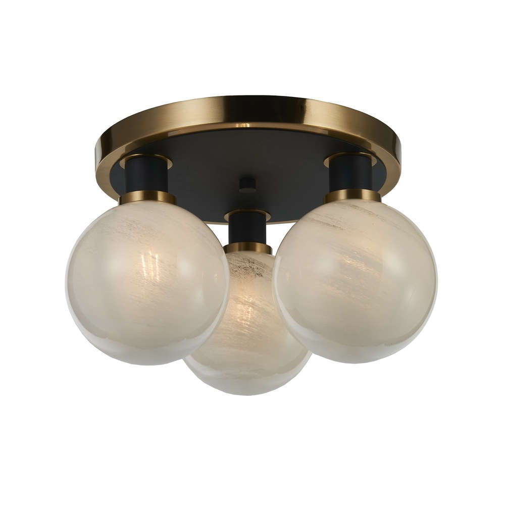 Gem Collection 3-Light Pendant Black and Brushed Brass