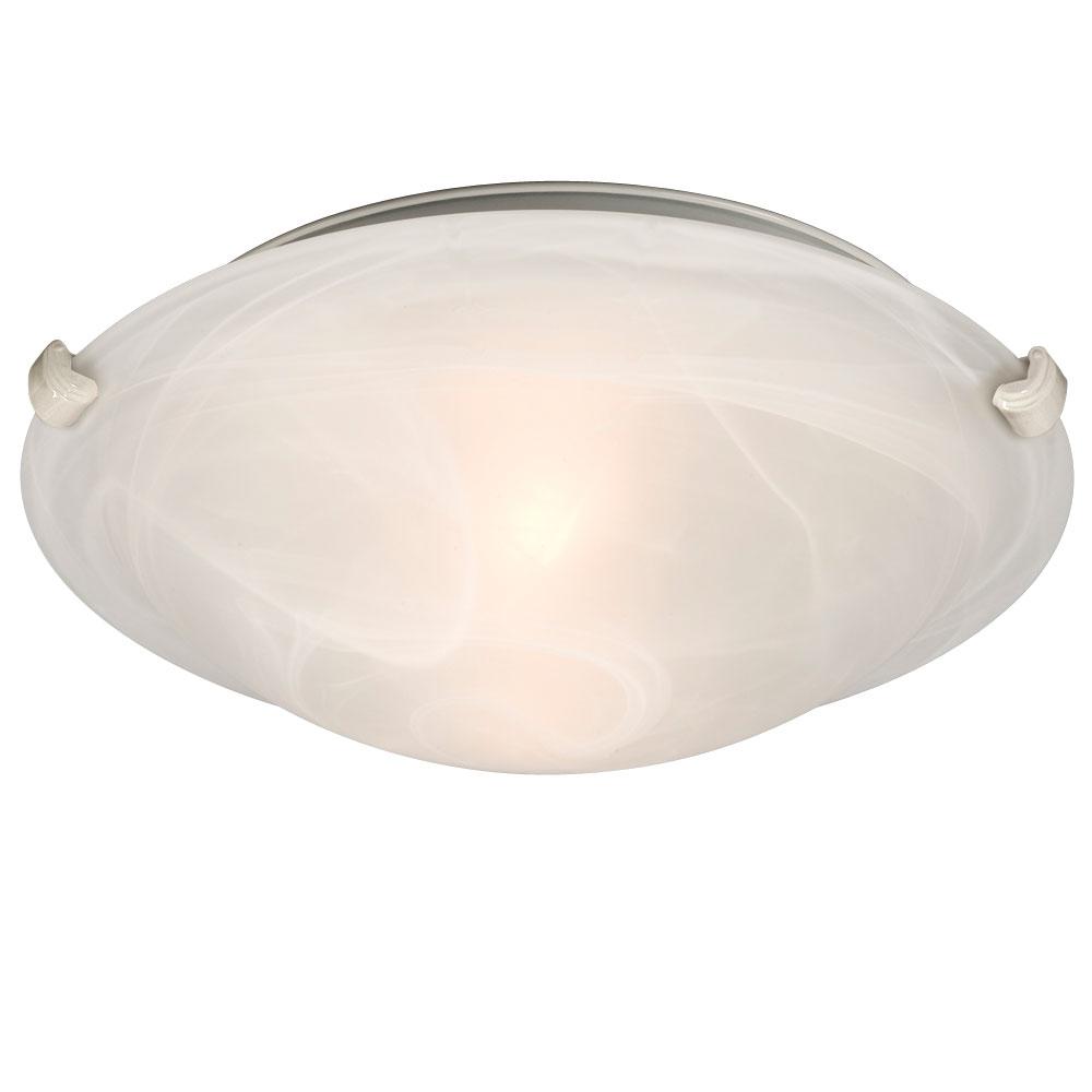 Flush Mount Ceiling Light - in White finish with Marbled Glass