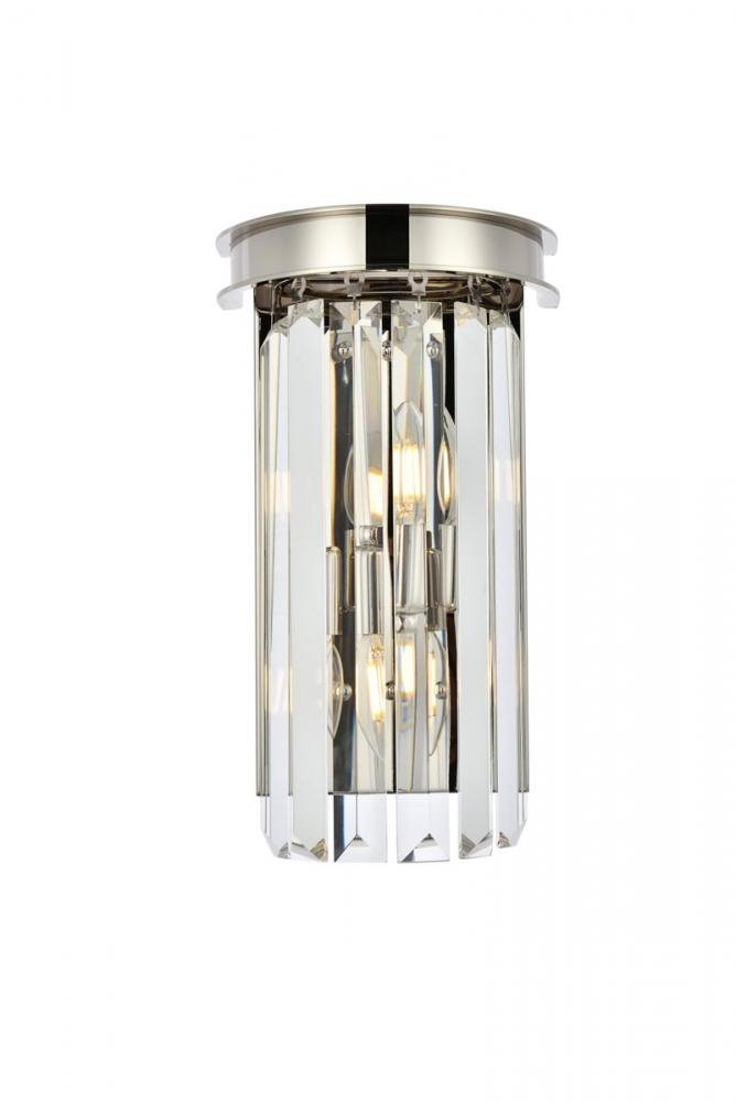 Sydney 2 Light Polished Nickel Wall Sconce Clear Royal Cut Crystal