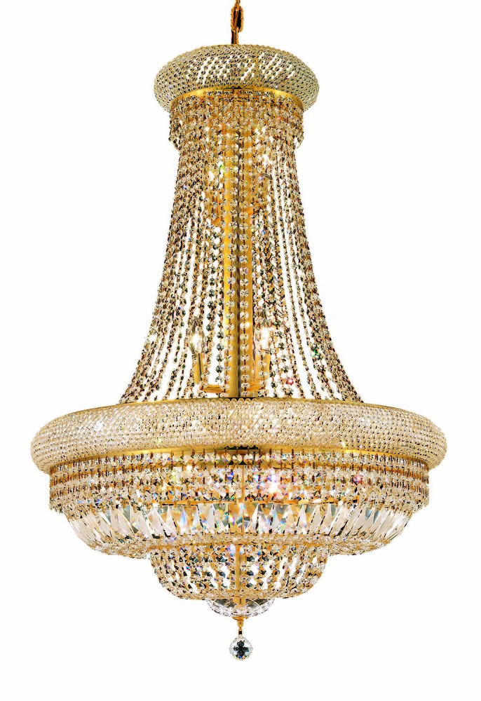 1803 Primo Collection Hanging Fixture D28in H38in Lt:14 Gold Finish (Elegant Cut Crystals)