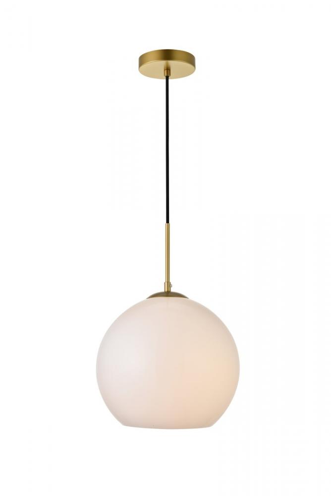 Baxter 1 Light Brass Pendant With Frosted White Glass