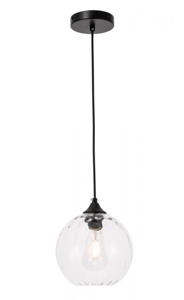 Cashel 1 light Black and Clear glass pendant