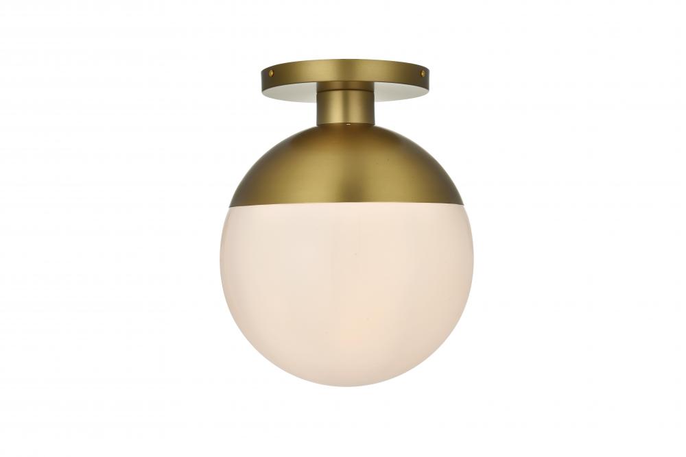 Eclipse 12 Inch Flush Mount Frosted White Shade in Satin Gold