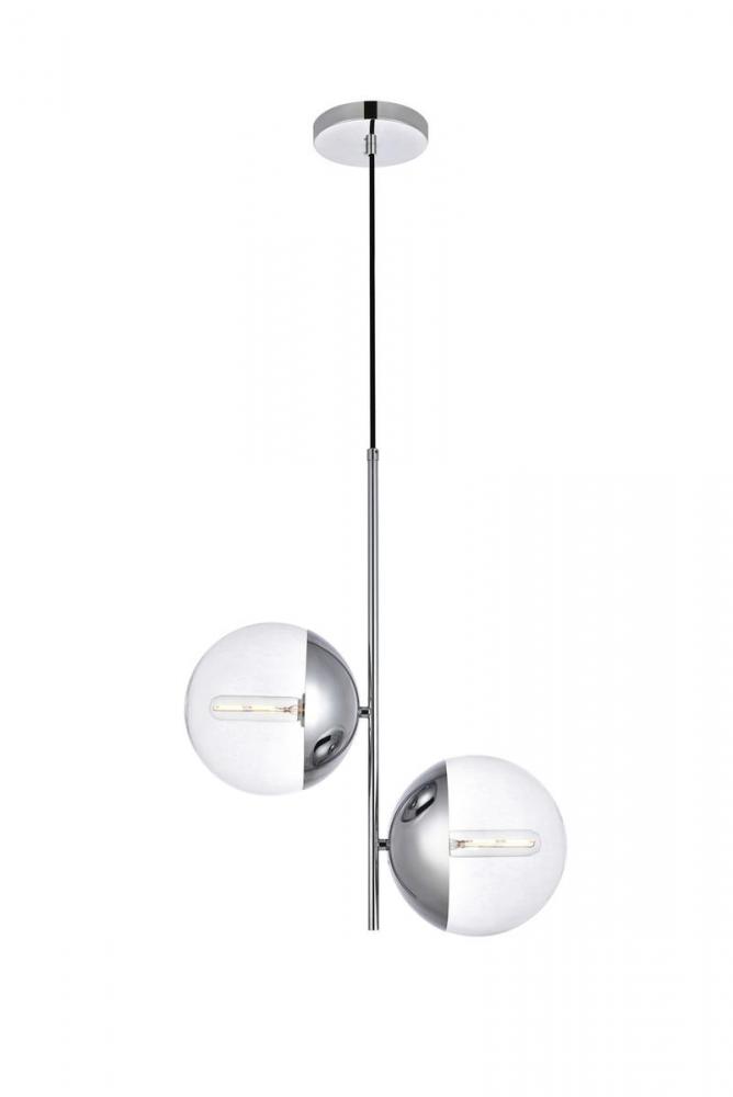 Eclipse 2 Lights Chrome Pendant With Clear Glass