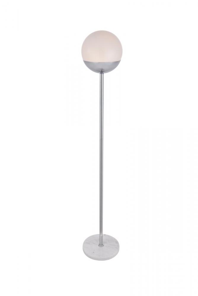 Eclipse 1 Light Chrome Floor Lamp With Frosted White Glass