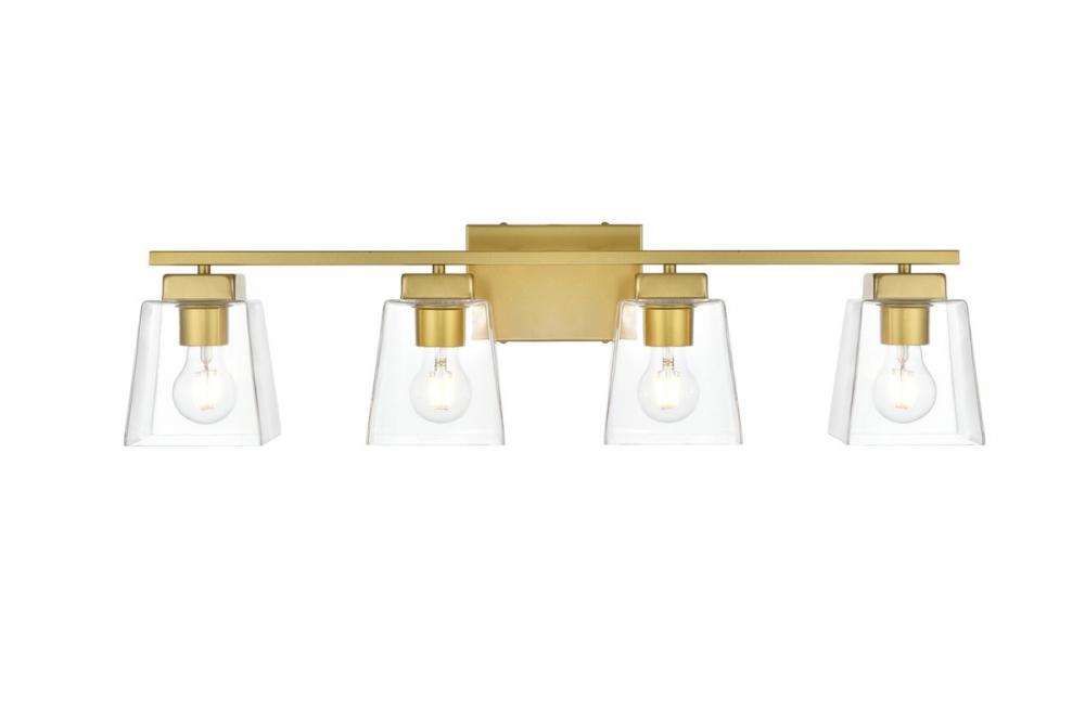 Merrick 4 light Brass and Clear Bath Sconce