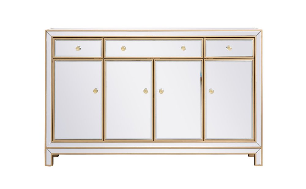 56 inch mirrored credenza in gold