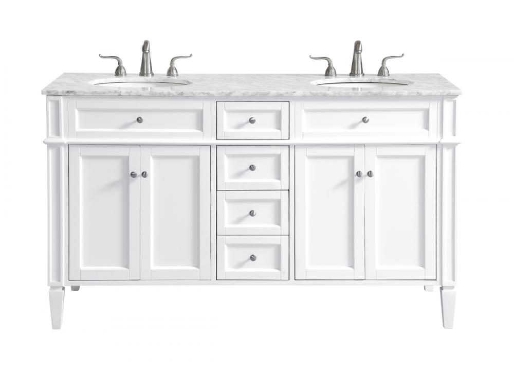 60 In. Double Bathroom Vanity Set In White