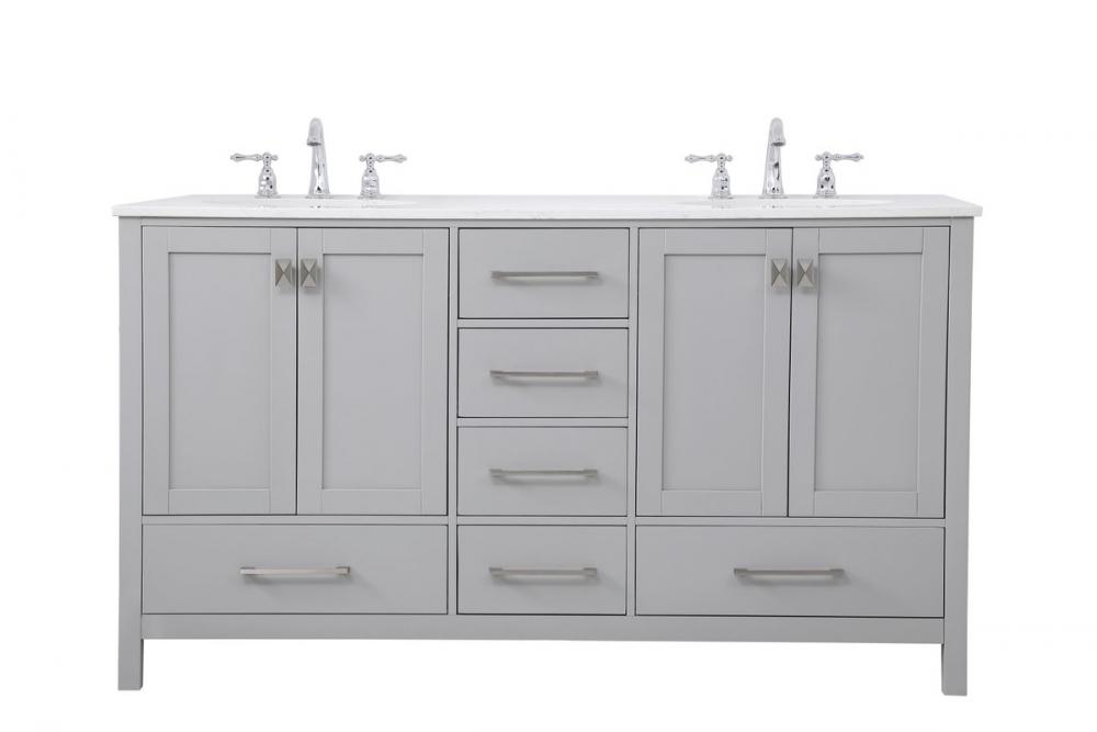 60 inch Double Bathroom Vanity in Gray