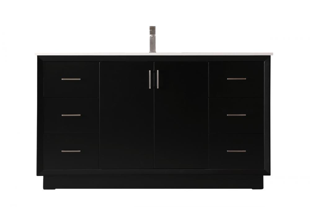 60 Inch SIngle Bathroom Vanity In Black