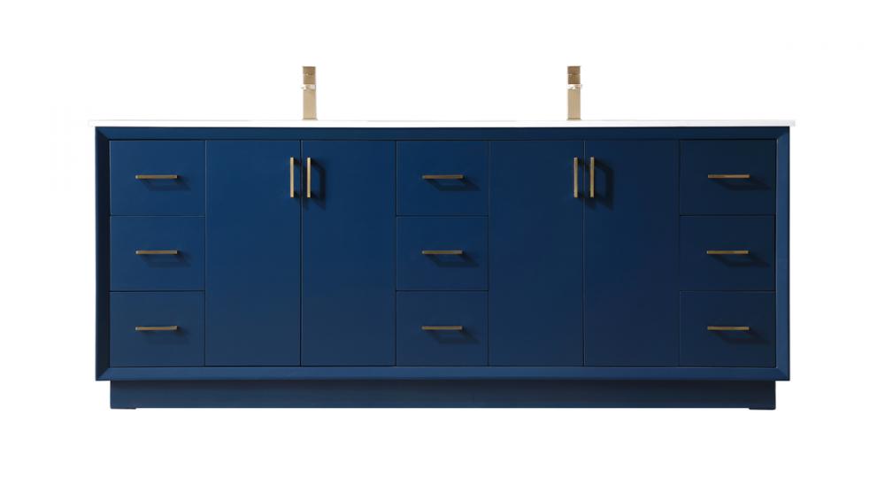 84 Inch Double Bathroom Vanity In Blue