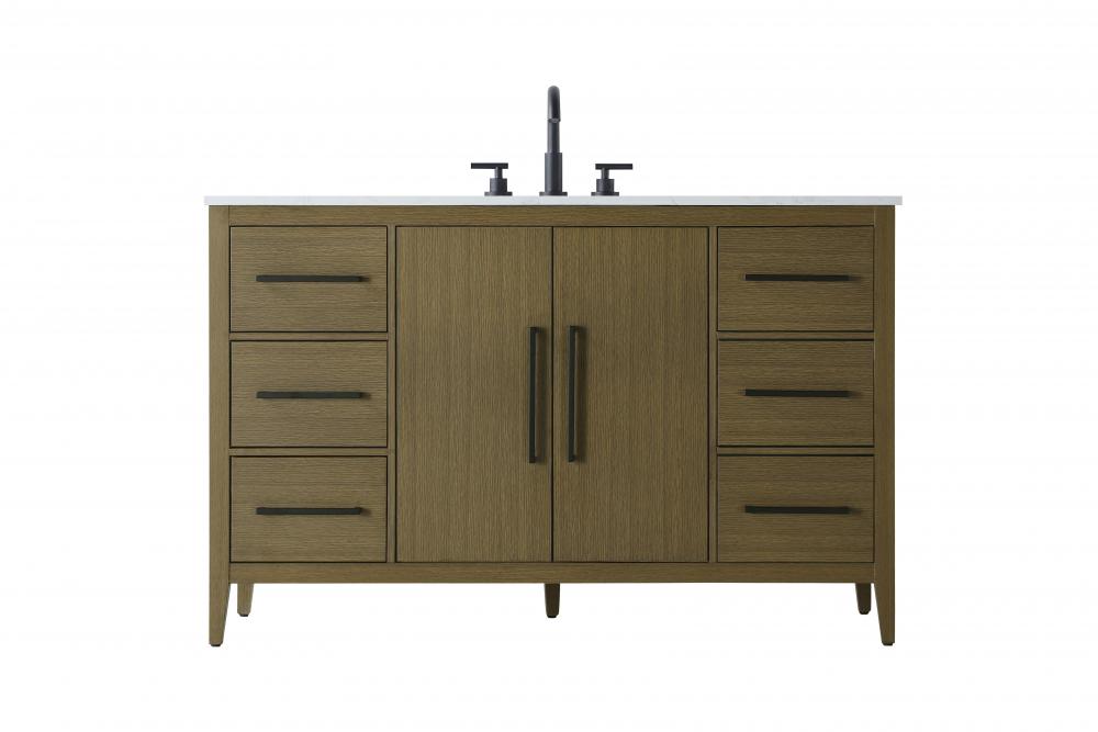 54 Inch Single Bathroom Vanity In Chestnut Brown