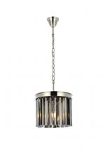 Elegant 1208D12PN-SS/RC - Sydney 3 Light Polished Nickel Pendant Silver Shade (Grey) Royal Cut Crystal