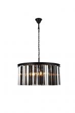 Elegant 1208D31MB-SS/RC - Sydney 8 Light Matte Black Chandelier Silver Shade (Grey) Royal Cut Crystal