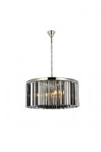 Elegant 1208D31PN-SS/RC - Sydney 8 Light Polished Nickel Chandelier Silver Shade (Grey) Royal Cut Crystal