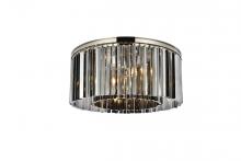 Elegant 1208F31PN-SS/RC - Sydney 8 Light Polished Nickel Flush Mount Silver Shade (Grey) Royal Cut Crystal