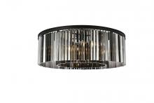 Elegant 1208F43MB-SS/RC - Sydney 10 Light Matte Black Flush Mount Silver Shade (Grey) Royal Cut Crystal