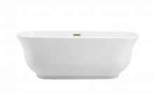 Elegant BT10267GW-BGD - 67 inch Soaking Bathtub in Glossy White with Brushed Gold Trim