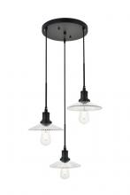 Elegant LD4040D19BK - Waltz 3 Light Black Pendant