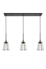 Elegant LD4047D38BRB - Auspice 3 Light Brass and Black Pendant