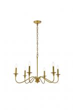 Elegant LD5056D30BR - Rohan 30 Inch Chandelier in Brass