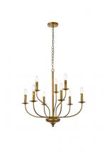 Elegant LD7047D28BR - Westley 9 Lights Pendant in Brass