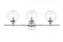 Elegant LD7318W28CH - Jaelynn 3 Light Chrome and Clear Bath Sconce