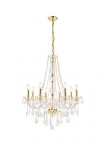 Elegant V7858D28G/RC - Verona 8 Light Gold Chandelier Clear Royal Cut Crystal