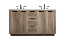 Elegant VF19460DNT - 60 Inch Double Bathroom Vanity In Natural Oak