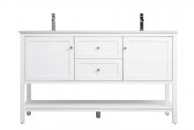 Elegant VF22260DWH - 60 Inch Double Bathroom Vanity In White