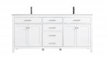 Elegant VF23372DWH - 72 Inch Double Bathroom Vanity In White