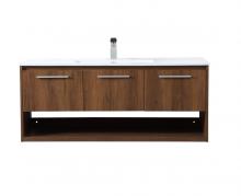 Elegant VF43048WB - 48 inch Single Bathroom Floating Vanity in Walnut Brown