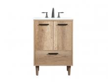 Elegant VF47024NT - 24 inch Single bathroom vanity in natural oak